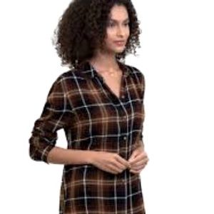 Beachlunchlounge Softwashed Brown Plaid Flannel Shirt